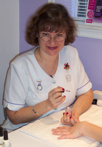 Joanna at nail desk